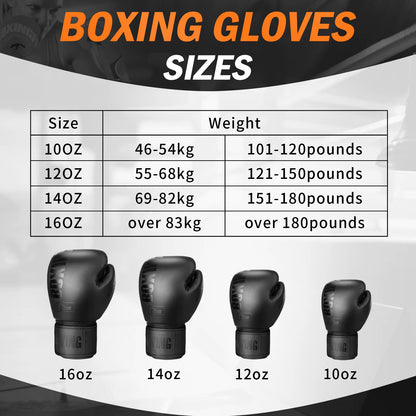 10 12 14 16Oz Boxing Gloves PU Leather Muay Thai Guantes De Boxeo Free Fight MMA Sandbag Training Glove for Men Women